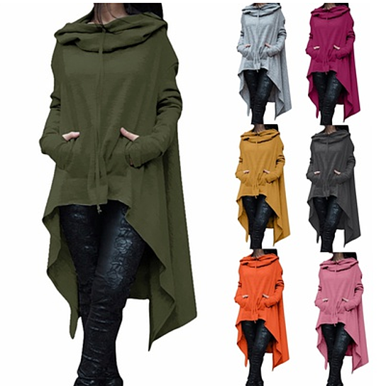Long Sleeve Loose Casual Poncho Coat (Small-5X)