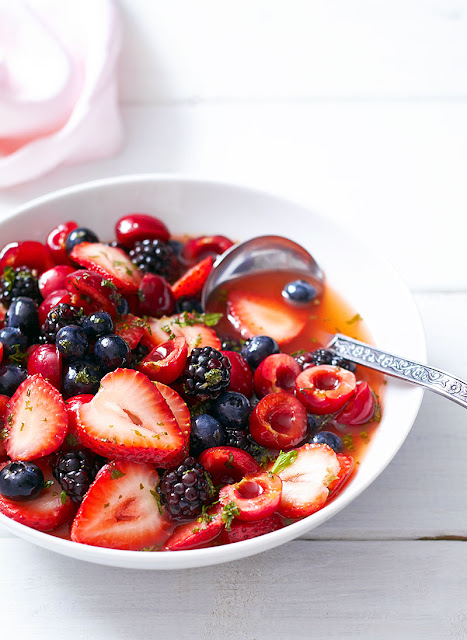 Berry Salad with Honey Lime and Mint Dressing