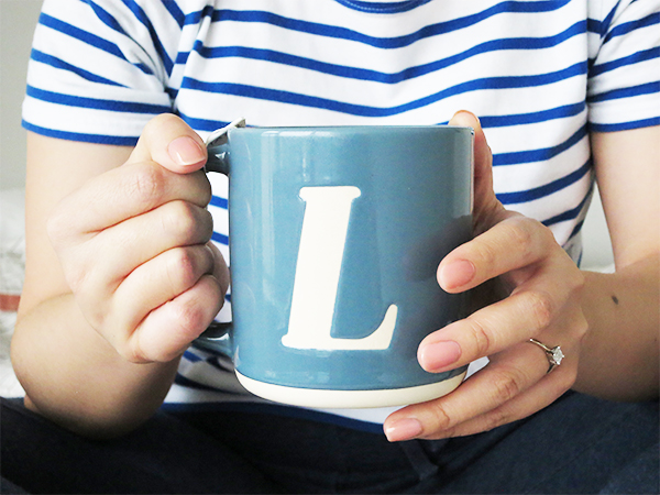 Blue L monogram mug
