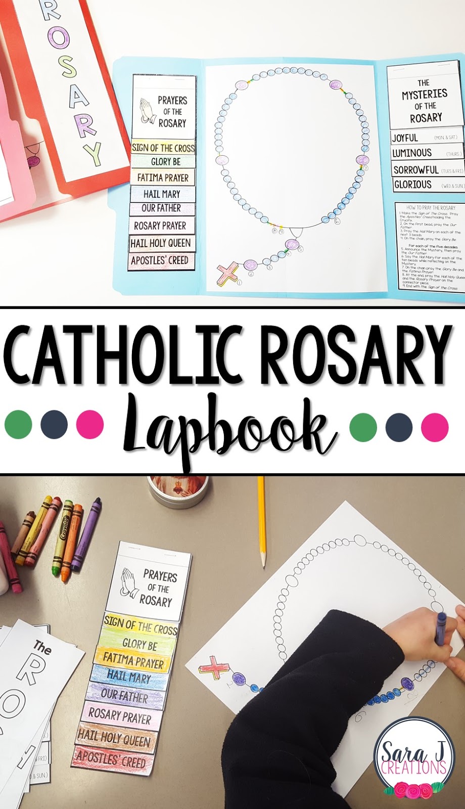 This lapbook is an awesome tool to teach Catholic kids how to pray the Rosary. 