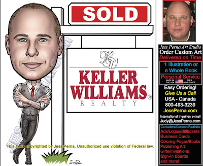KW Sold Sign Business Card Ad Caricature