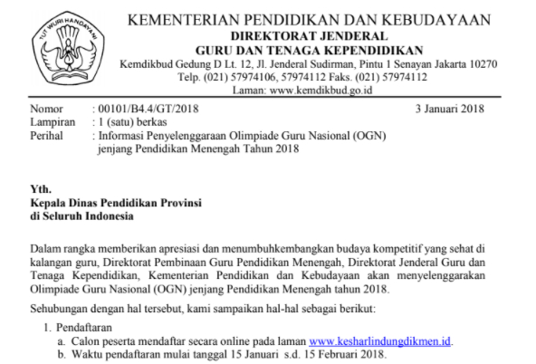 Olimpiade Sains Guru Nasional (OGN) SMA/SMK/SMALB 2018