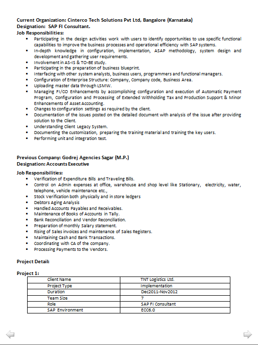 Resume for trainee accountant