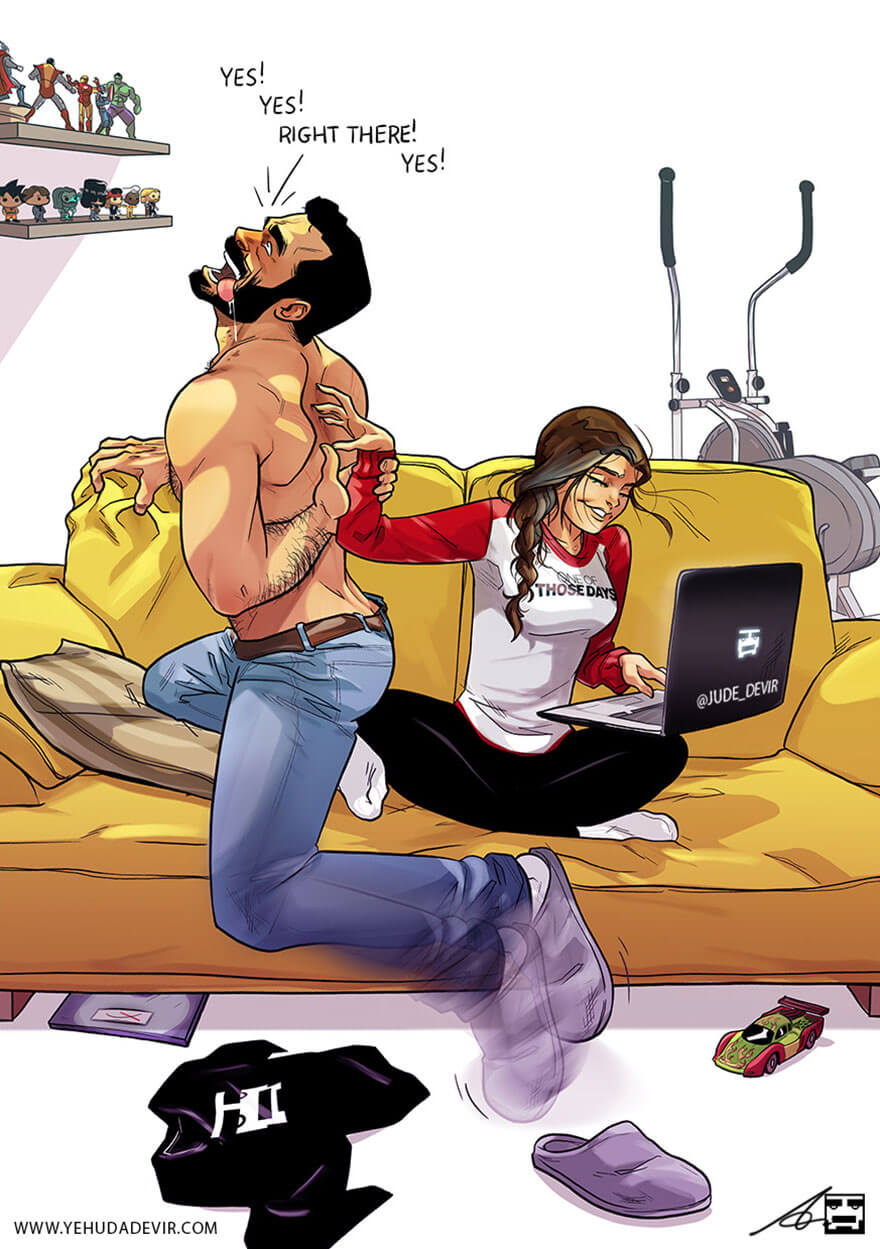 15 Artistic Illustrations Depict A Couple's Loving Everyday Moments - She's Got My Back!