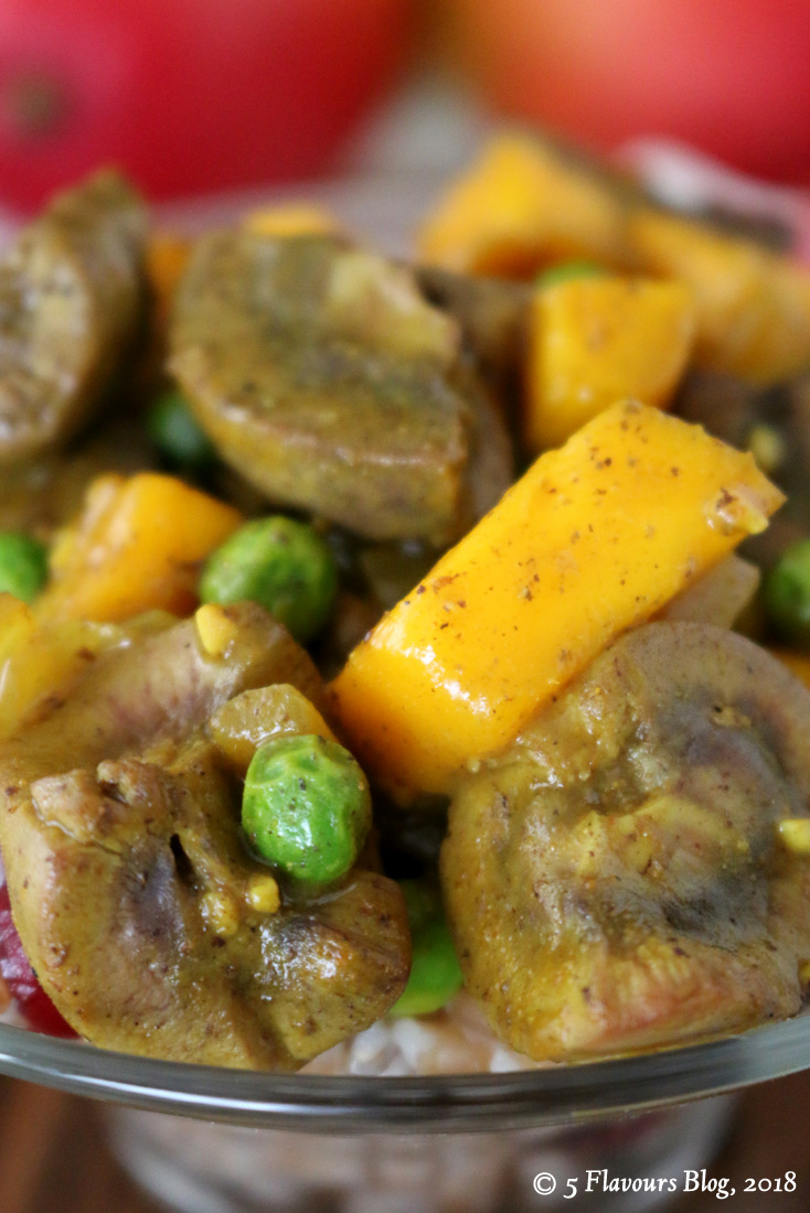 Curried Lamb’s Kidneys with Peas and Mango