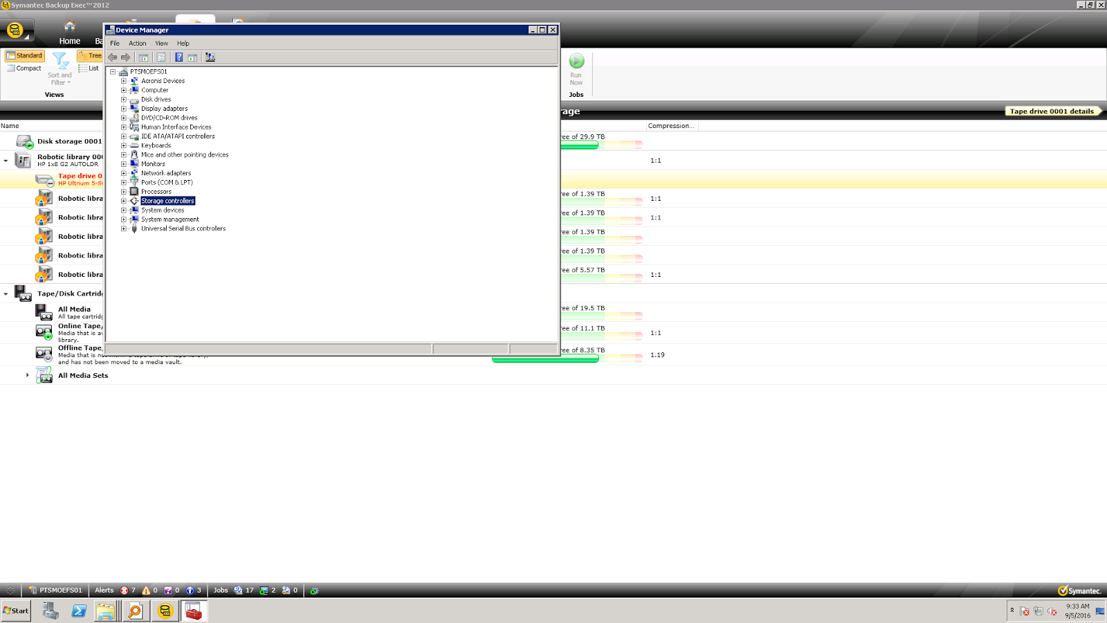 Tape Backup Going Offline JFA