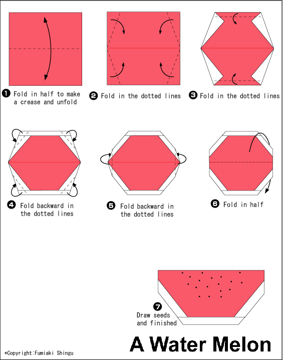 Watermelon Easy Origami Instructions For Kids