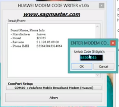 huawei modem code writer cannot detect com port