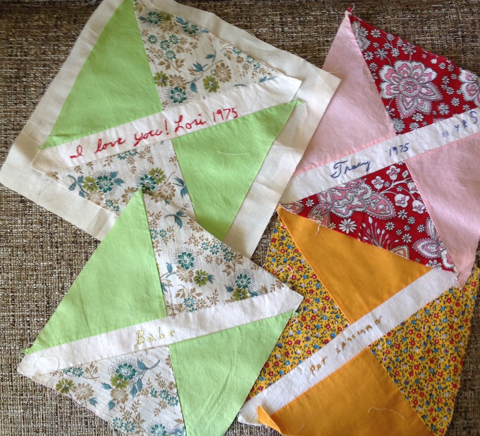 The Literate Quilter 1975 Signature Quilt Blocks