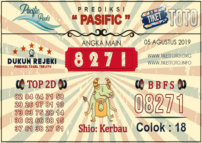 Prediksi Togel PASIFIC TIKETTOTO 05 AGUSTUS 2019
