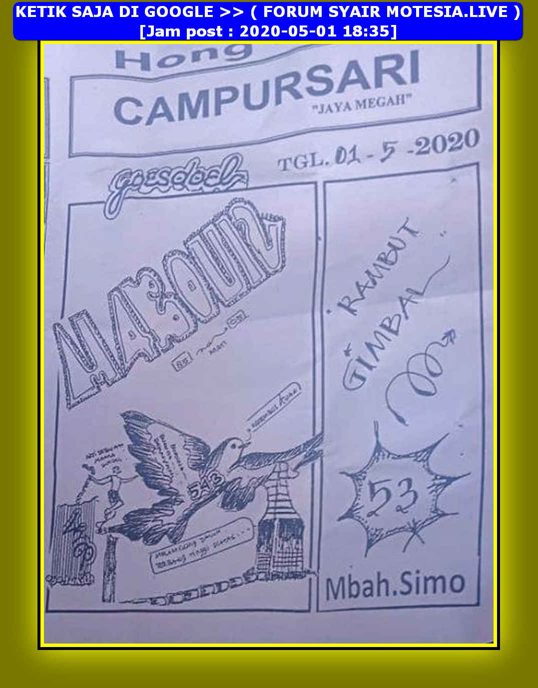 1 New Message Kode Syair Hongkong 1 Mei 2020 Forum Syair Togel Hongkong Singapura Sydney