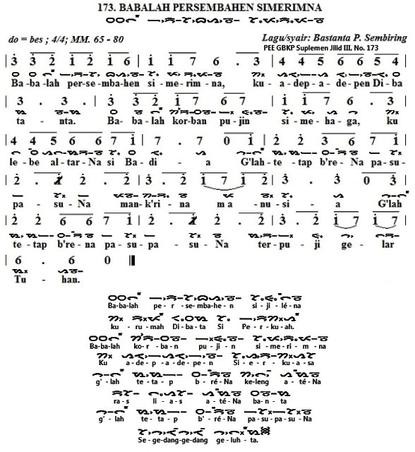 Lirik Lagu Karo Lirik Lagu &quot;Babalah Persembahen Simerimna&quot;