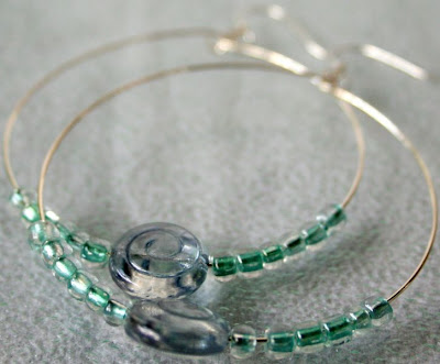 Sunset on the Beach - hoop earrings: glass, wire wrapping, sterling silver :: All Pretty Things