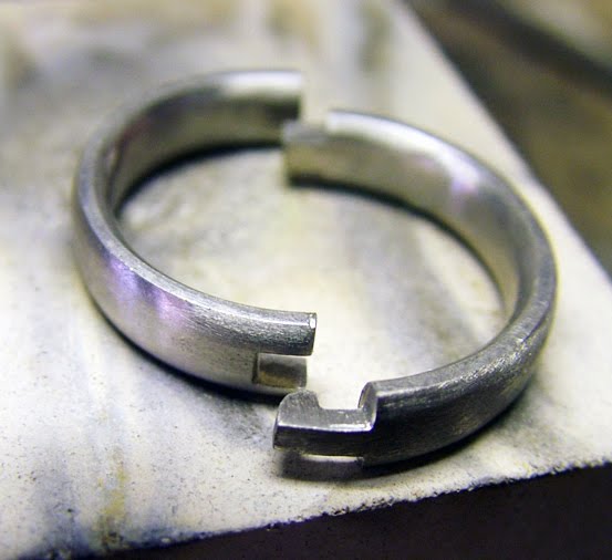 Jewelled Palladium Hinged Ring A Hand Made Hinged Wedding Ring In Palladium For Lady With Arthritic Finger Joints