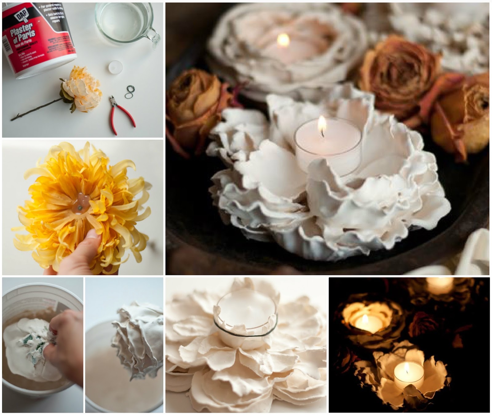 Ideas & Products Plaster Flower Votives
