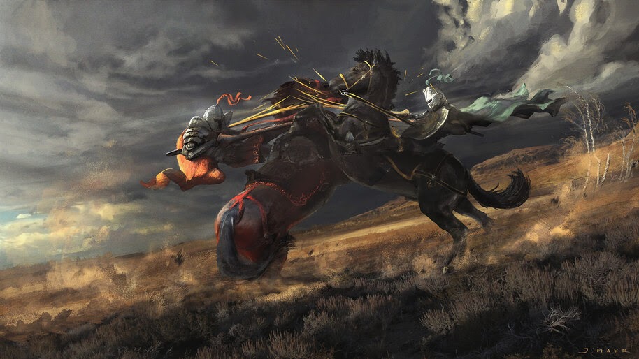 Knights, Jousting, Battle, Fantasy, Art, 4K, #4.1036