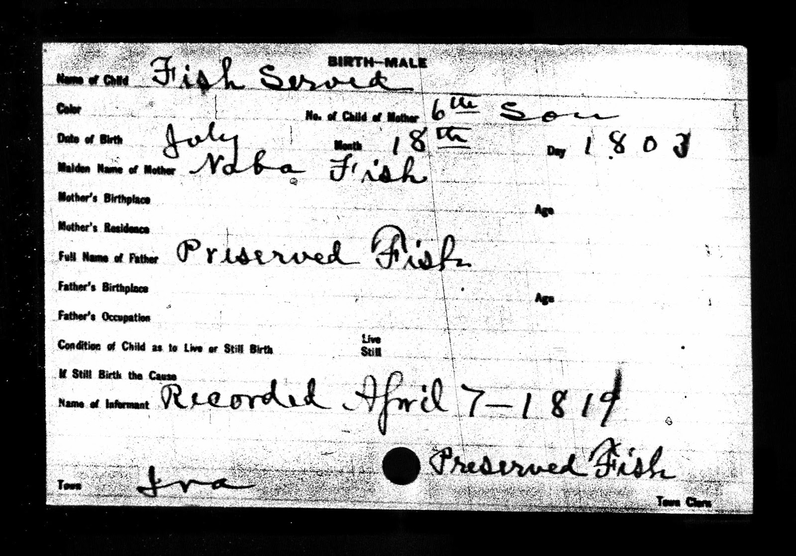 Green Mountain Genealogy Tombstone Tuesday Something Fishy