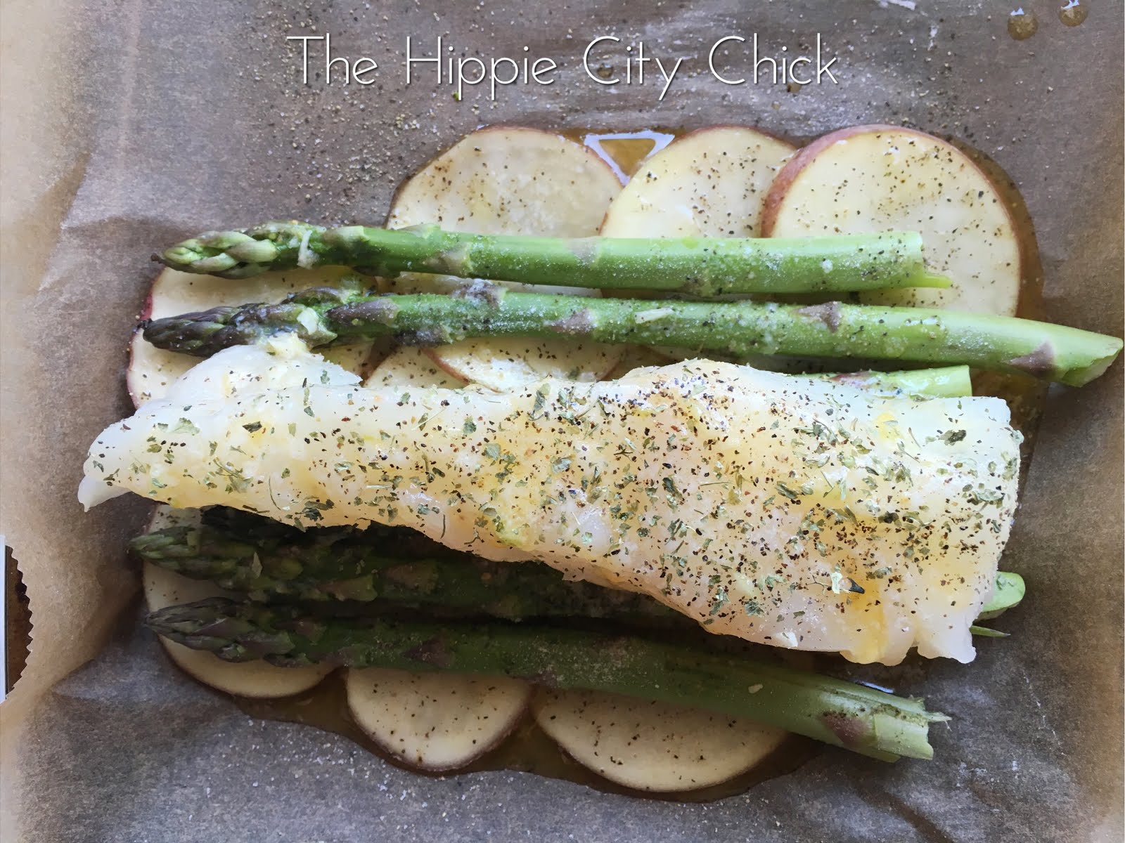 Hippie City Chick Foil Baked Halibut
