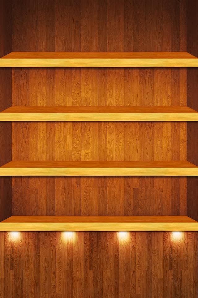 Wood Shelf with Lights  Android Best Wallpaper