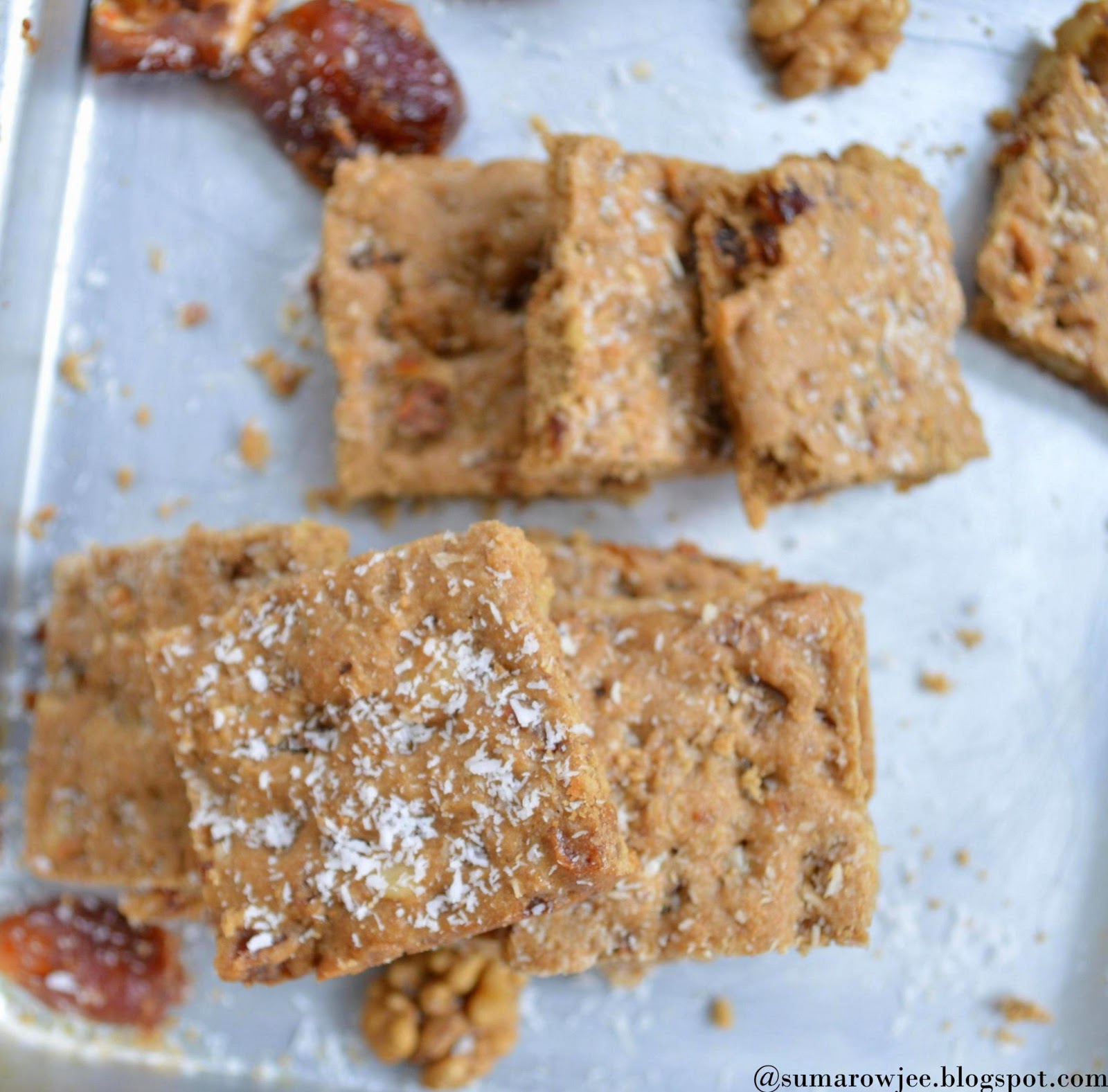 Cakes & More Whole Wheat Date, Walnut & Coconut Squares