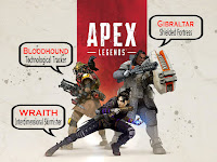 apex legends wallpaper, apex legends character wraith gibraltar and bloodhound in action form.