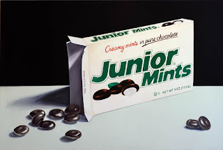 Realistic painting of Junior Mints Candy by Jeanne Vadeboncoeur