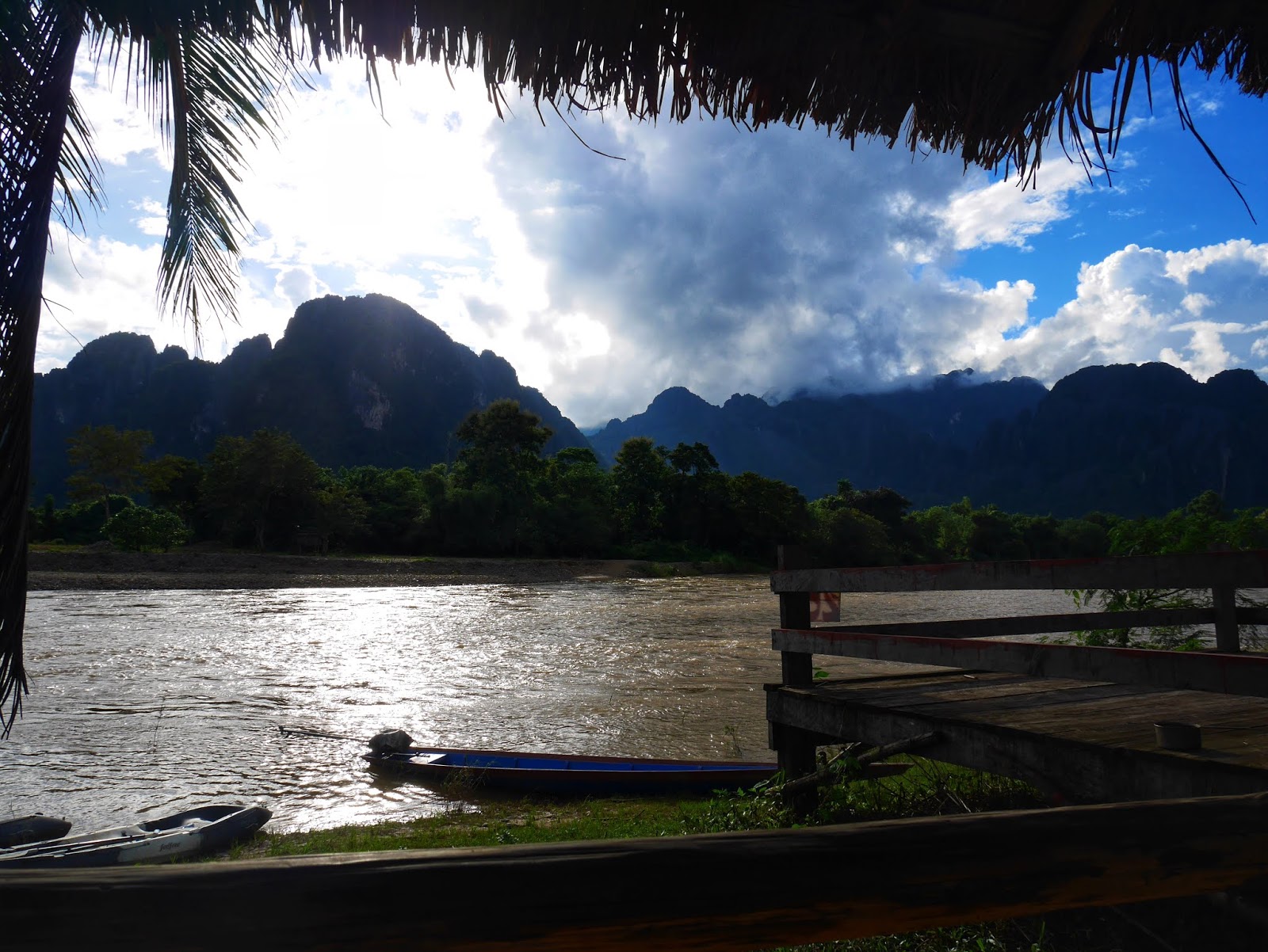 vang vieng laos along the banks of the nam song river in vang vieng, laos