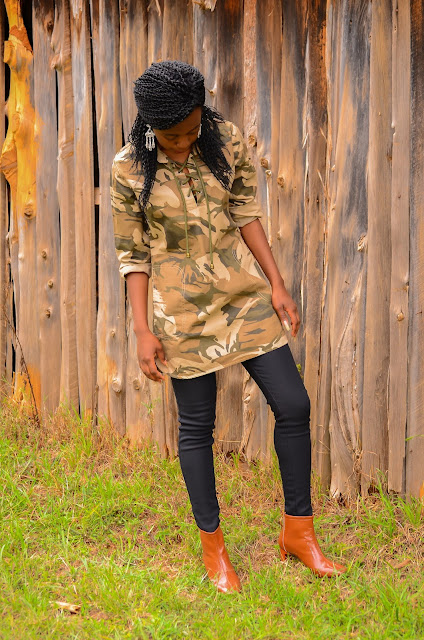 How To Wear The Camouflage Fashion Trend With  Patent Leather Boots