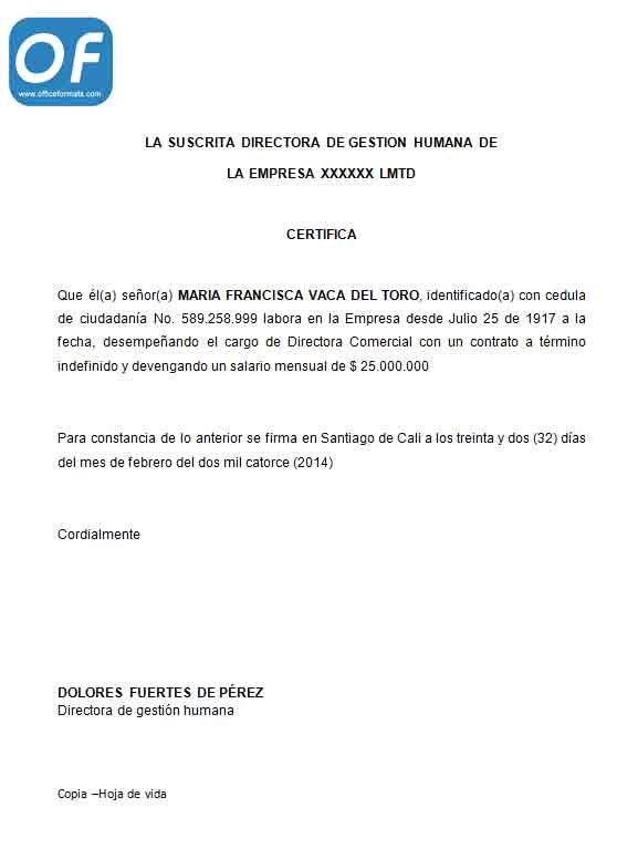 formato certificado laboral word rome fontanacountryinn com formato de certificado