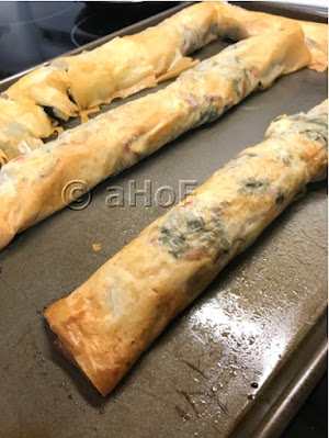 Kale, Feta cheese Strudel, baked