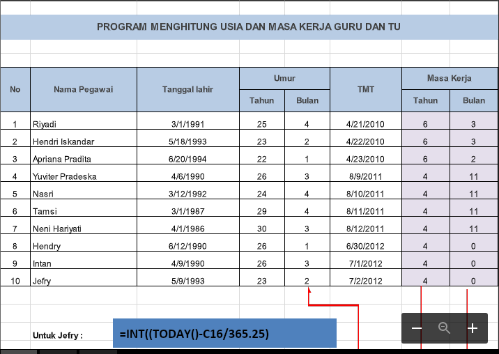 Cara Otomatis Menghitung Kurun Kerja Pns Pada Excel ZONA