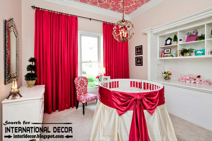 color combinations with red color in the interior, red curtains for kids