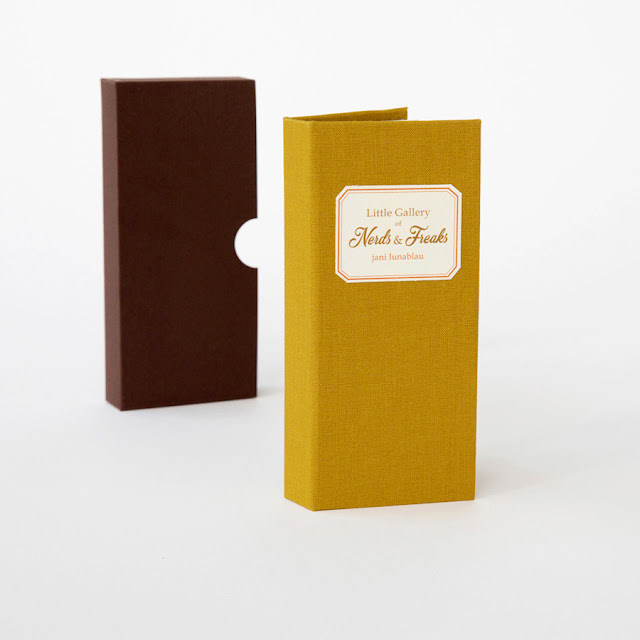 Little Gallery of Nerds and Freaks Pop-up book by Jani Lunablau. First edition of 50 numbered and signed copies, handbound. Available on ETSY.