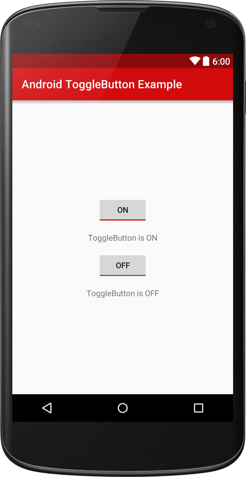 Android ToggleButton Example