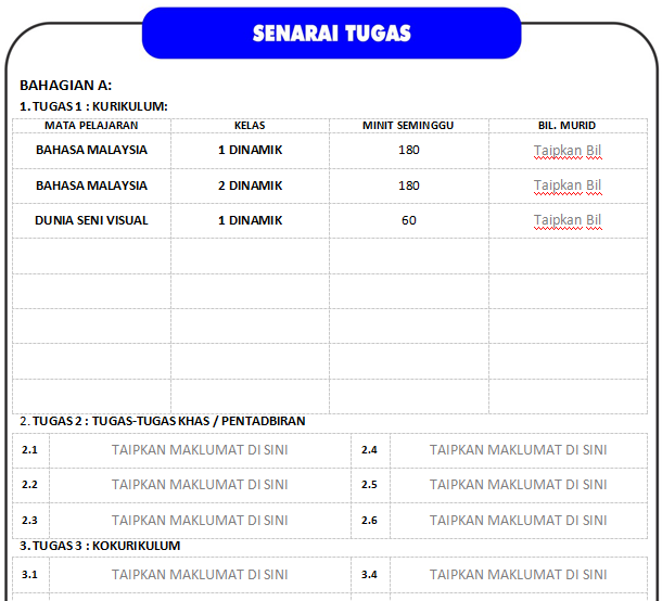 One Stop Academic: Contoh senarai tugas Guru (buku rph)