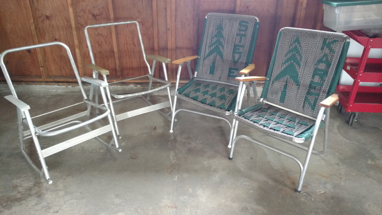 RVing The USA is our BIG Backyard Reweaving a Woven Macrame Lawn Chair