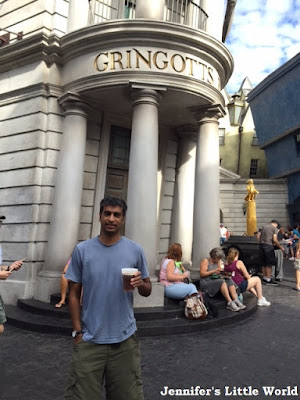 Outside Gringotts Bank with Butterbeer