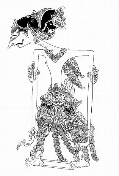 Gambar Hitam Putih Wayang Arjuna