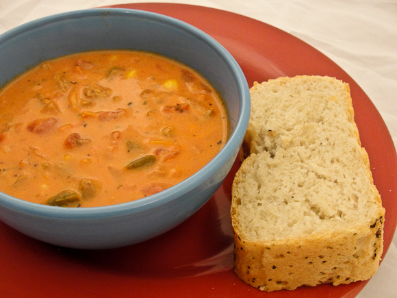 Cogito Ergo Consume: Tomato-Vegetable Soup with Turkey