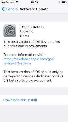 Apple seeds beta 5 of iOS 9.3, watchOS 2.2 and tvOS 9.2