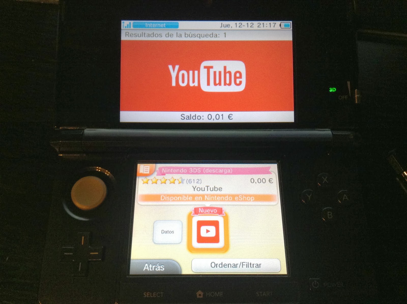 GAM3R Youtube en Nintendo 3DS