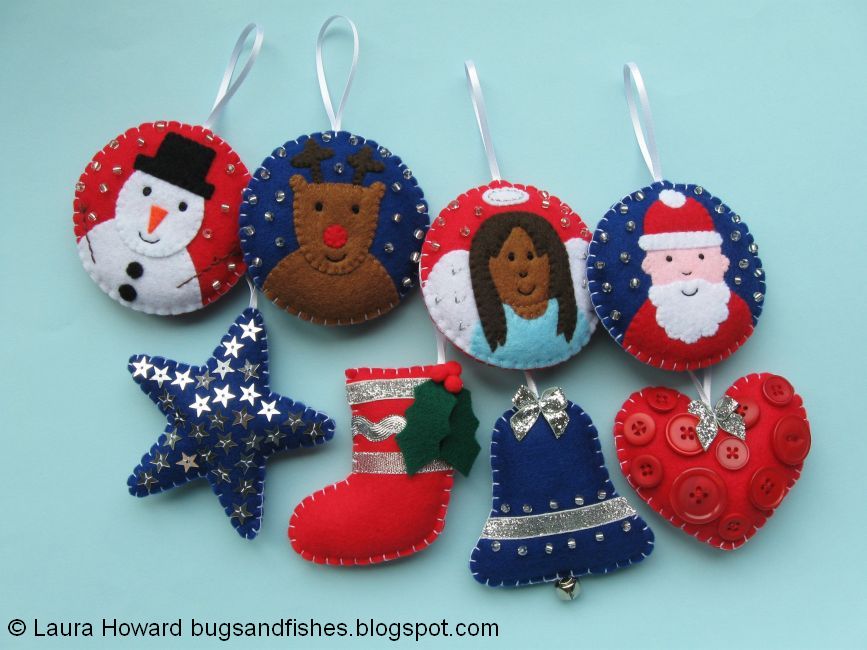 DELIVERY AFTER CHRISTMAS Bell shape blue and white christmas ornaments Felt christmas bell ornaments