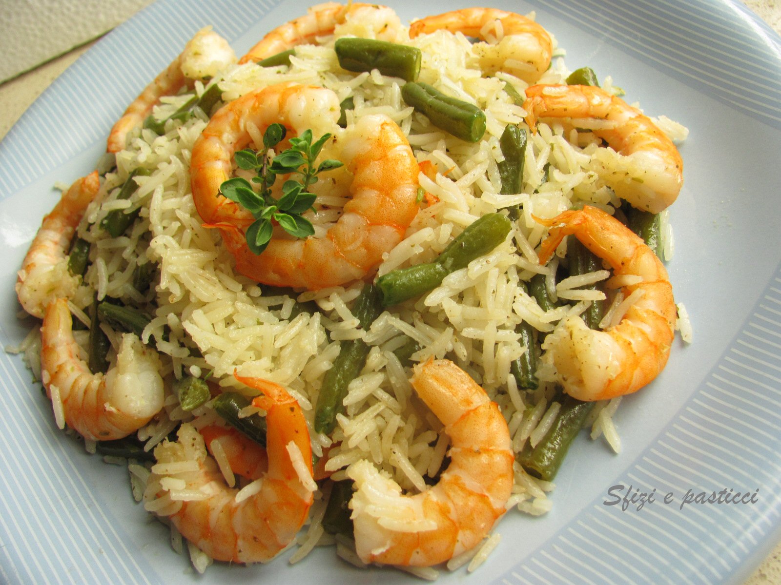 Sfizi e pasticci Riso basmati con gamberi e fagiolini