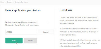 Permohonan Unlock MI Device Xiaomi via SMS