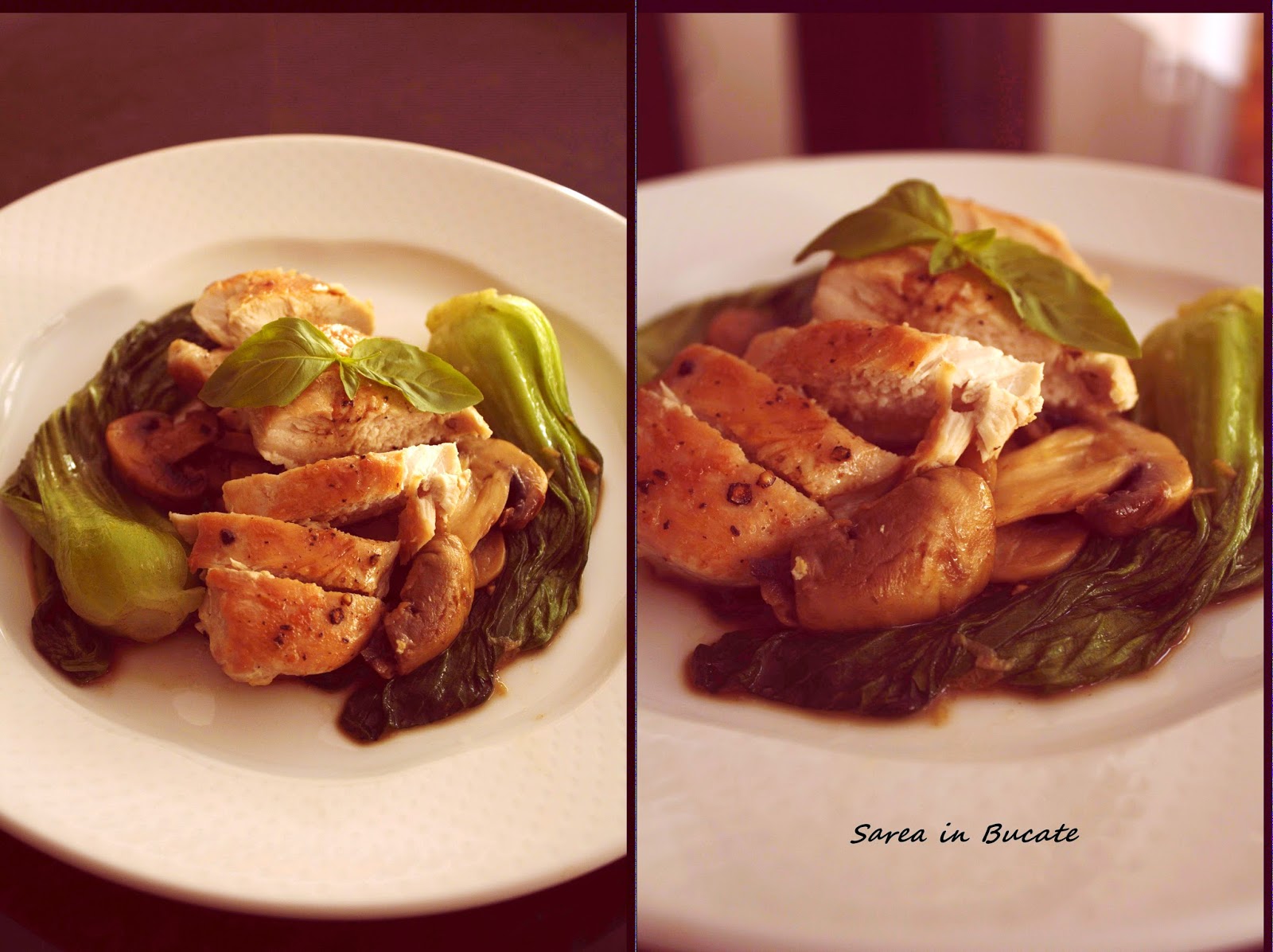 Piept de pui cu ciuperci sote si varza chinezeasca(Bok Choy) / Chicken breast with mushrooms and bok choy