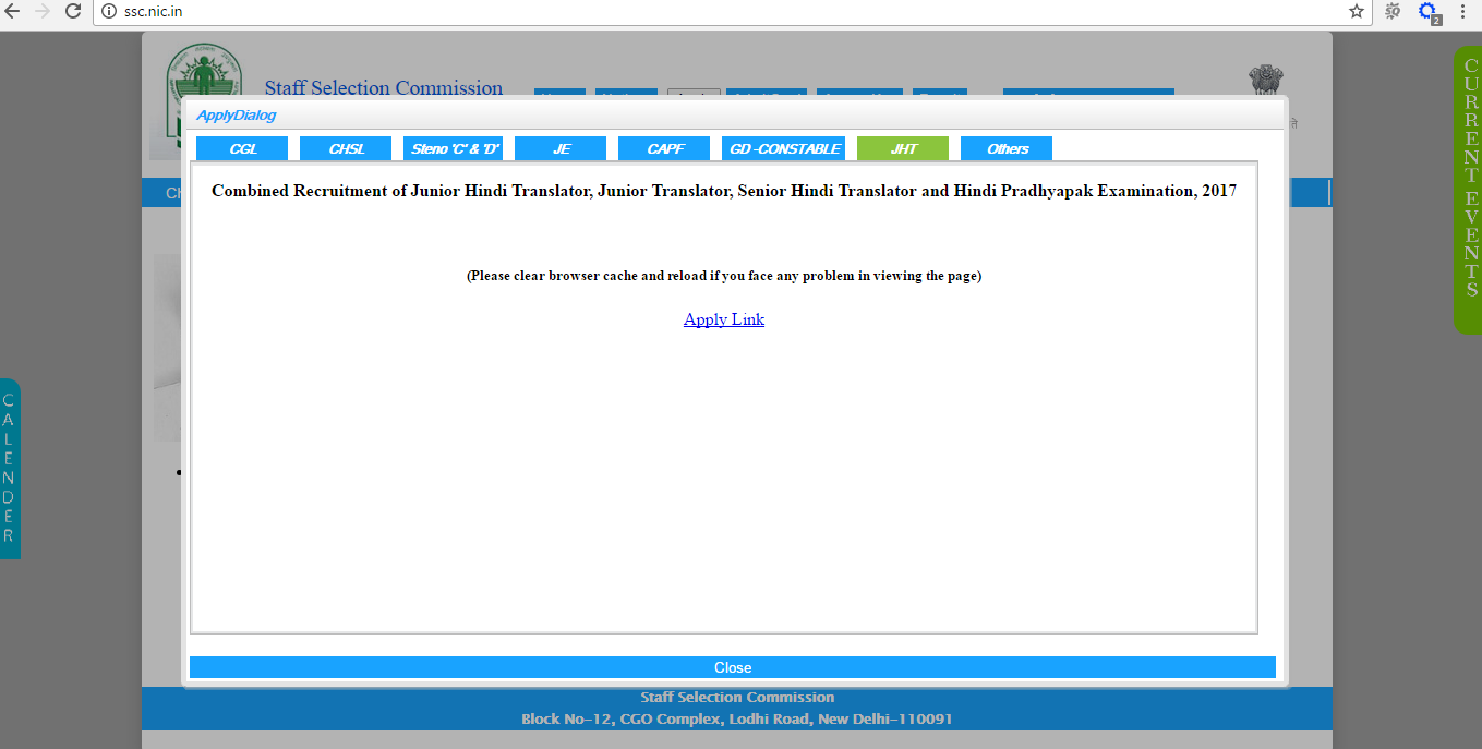 Combined Recruitment of Junior Hindi Translator, Junior Translator, Senior Hindi Translator and