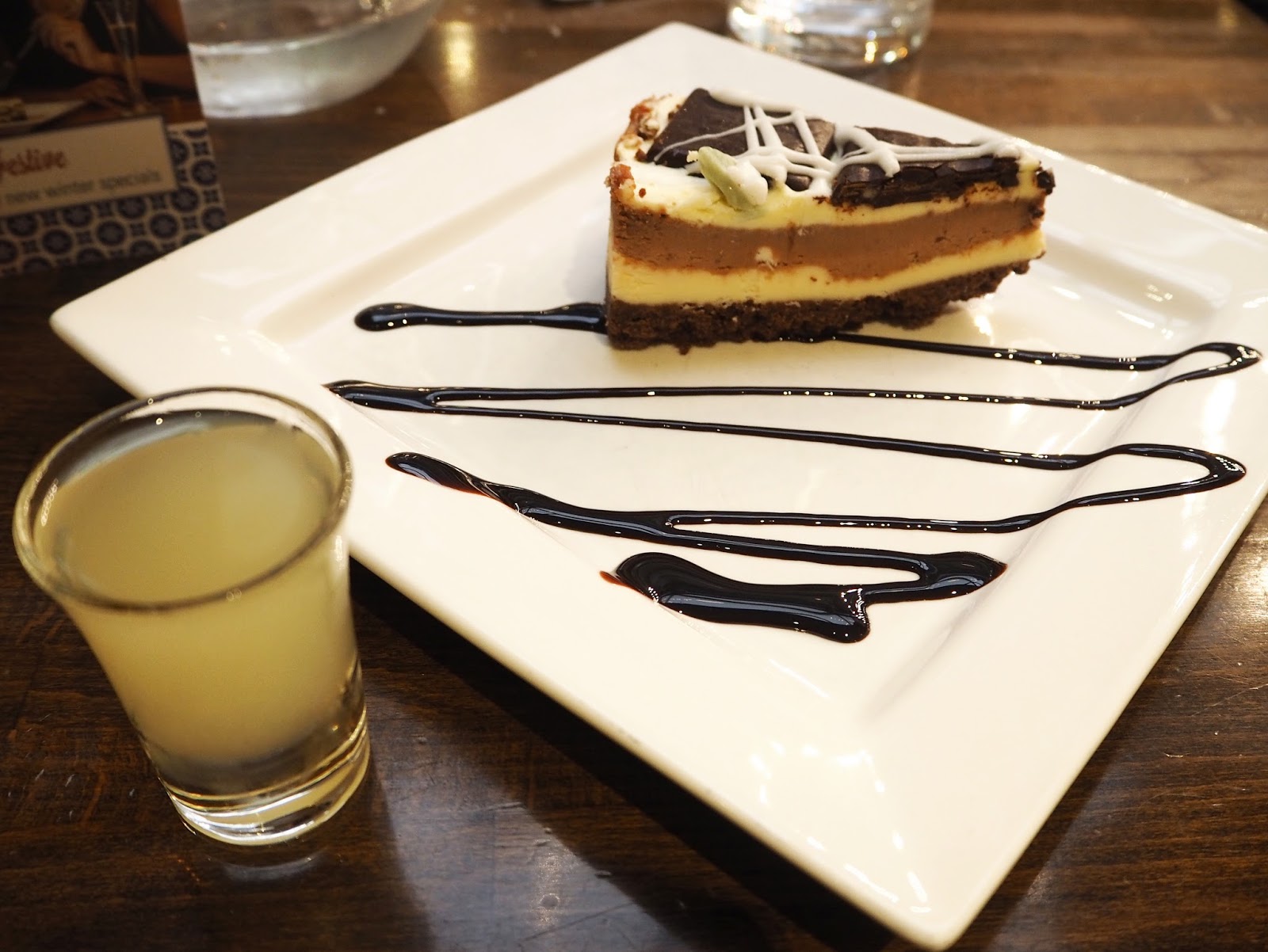 Prezzo Italian: Mint Chocolate Cheesecake with a shot of Limoncello
