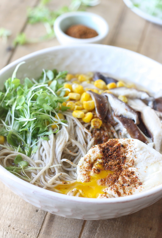 Miso soba noodle soup by SeasonWithSpice.com