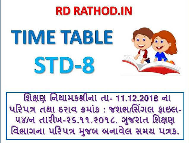 NEW TIME TABLE FOR STD 8 2018-19 According to the rules of GCERT