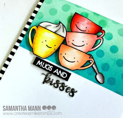 Mugs & Kisses Card by Samantha Mann for Create a Smile Stamps, Distress Inks, Ink Blending, Coffee, Love, Handmade Cards #distressinks #inkblending #createasmilestamps #cards #cardmaking